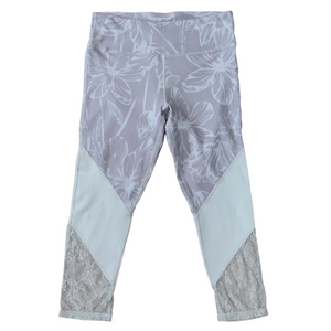 Fabletics Floral Patterned Leggings Lace Bottom Size Medium
